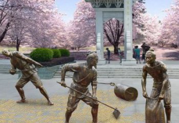 田間農(nóng)夫雕塑 農(nóng)耕民俗雕塑 園林擺件