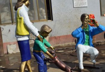 售樓處三口之家雕塑 商業街雕塑 幸福擺件