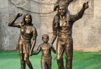 庭院三口之家雕塑 城市和睦雕塑 幸福小品