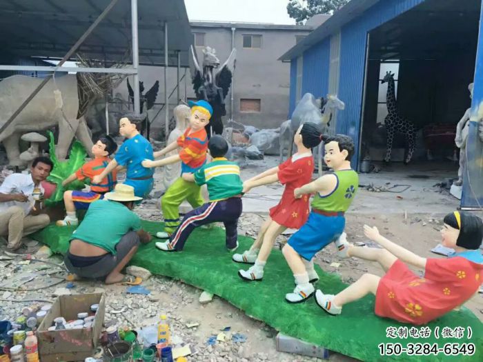 拔蘿卜雕塑 庭院民俗雕塑 彩繪擺件