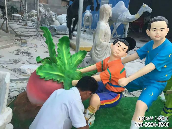 大型拔蘿卜雕塑 步行街民俗雕塑 彩繪擺件