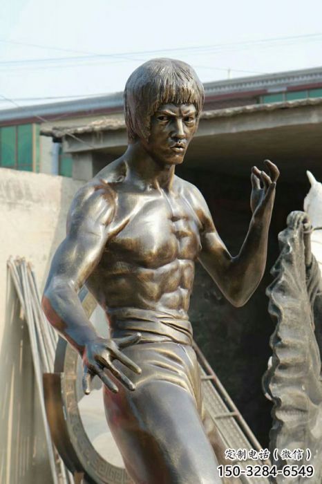 酒店李小龍雕塑 庭院近代雕塑 彩繪小品