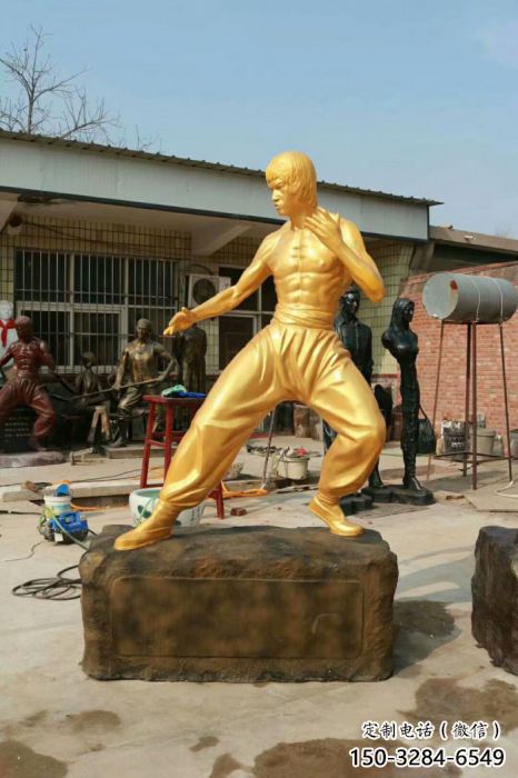 園林李小龍雕塑 田間彩繪雕塑 近代擺件