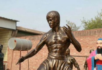 彩繪李小龍雕塑 大型城市雕塑 商業(yè)街?jǐn)[件