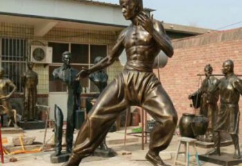 創(chuàng)意李小龍雕塑 步行街店門(mén)口雕塑 近代小品