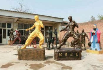 田間李小龍雕塑 彩繪近代雕塑 園林?jǐn)[件