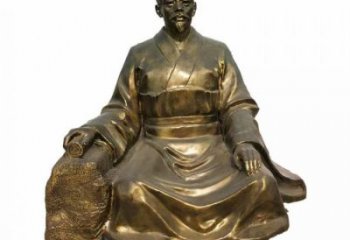 仿古私塾先生雕塑 庭院彩繪雕塑 田間小品