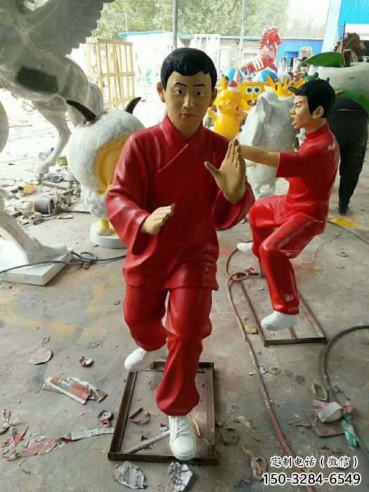酒店太極拳雕塑 庭院民俗雕塑 彩繪小品