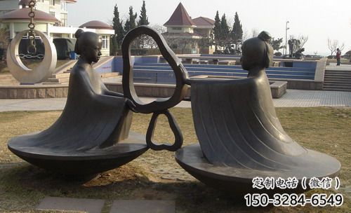 抽象岳母刺字雕塑 店門口彩繪雕塑 步行街擺件