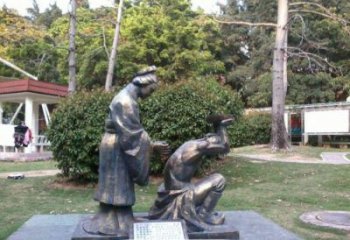 仿古岳母刺字雕塑 庭院彩繪雕塑 田間小品