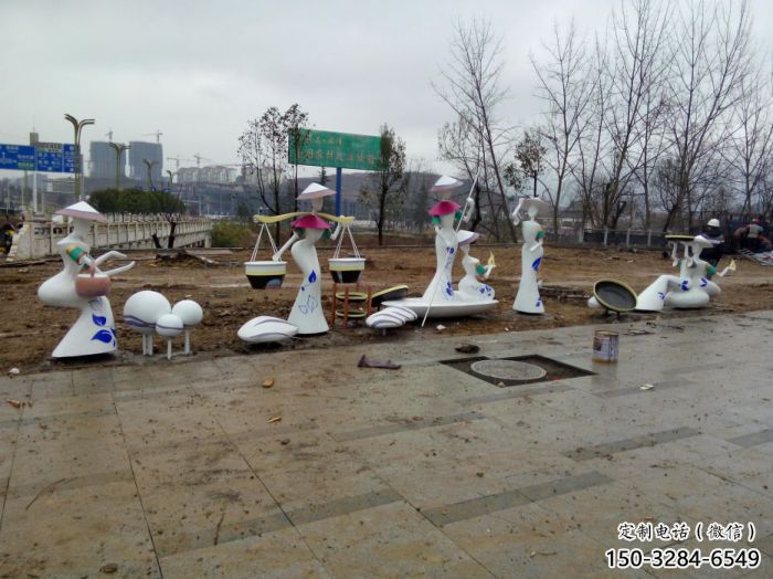 庭院仕女雕塑 城市彩繪雕塑 古代小品