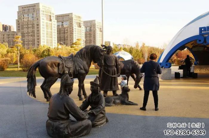 抽象茶馬古道雕塑 店門口彩繪雕塑 步行街擺件