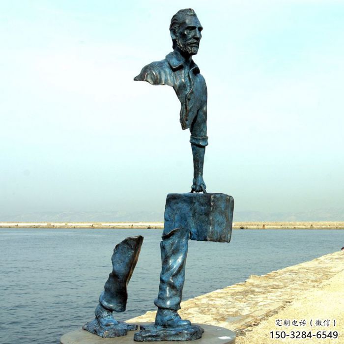 廣場旅行者雕塑 公園空心人雕塑 抽象擺件