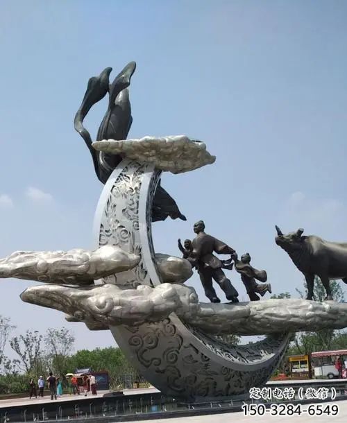 抽象牛郎織女雕塑 店門口彩繪雕塑 步行街擺件