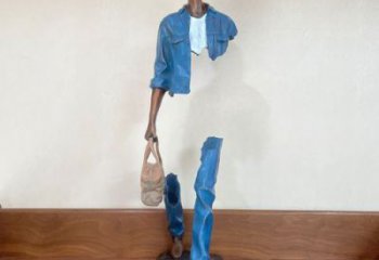 創意旅行者雕塑 步行街店門口雕塑 空心人小品