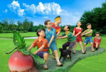 民俗拔蘿卜雕塑 店門(mén)口園林雕塑 兒童小品