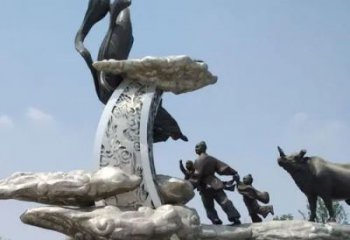 抽象牛郎織女雕塑 店門口彩繪雕塑 步行街?jǐn)[件