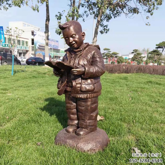 別墅區小孩子雕塑 大型別墅區玩耍雕塑 黃銅童趣雕塑