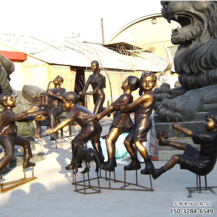 戶外小孩子雕塑定制 噴漆景觀兒童雕塑 鑄銅童趣雕塑