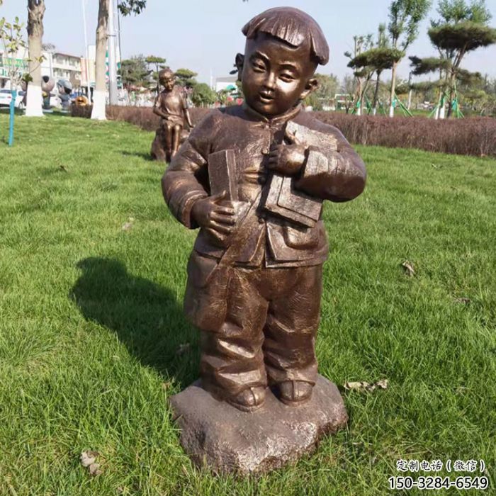 街頭小孩子雕塑加工 大型別墅區(qū)玩耍雕塑 黃銅童趣雕塑