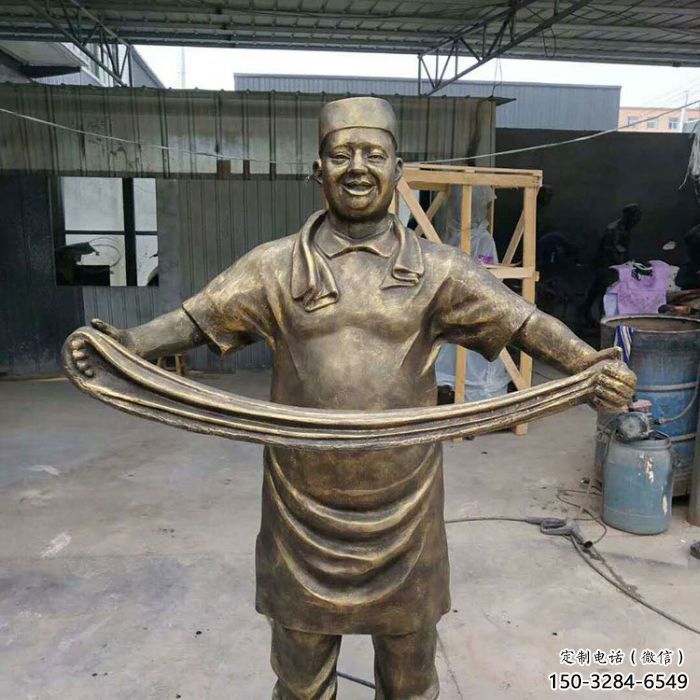 仿銅廚師雕塑 餐飲店卡通雕塑 戶外動漫雕塑