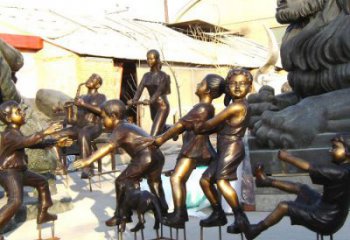 戶外小孩子雕塑定制 噴漆景觀兒童雕塑 鑄銅童趣雕塑