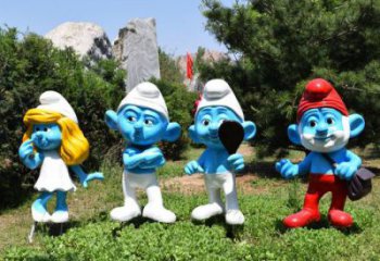 廣場藍精靈雕塑 抽象景觀卡通雕塑 烤漆動漫雕塑