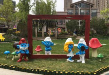 戶外藍精靈雕塑供應商 噴漆景觀卡通雕塑 燈光動漫雕塑