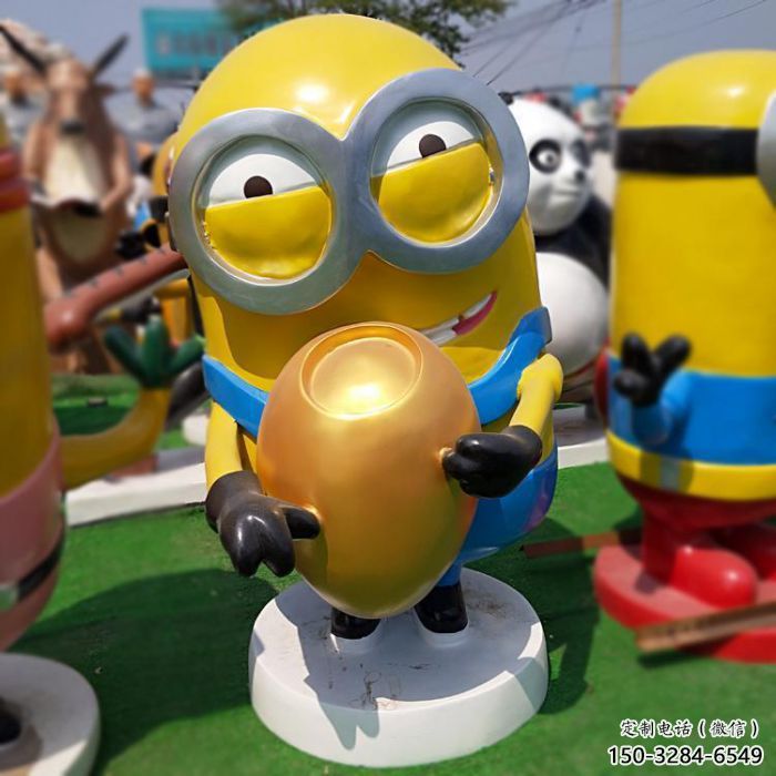 別墅區(qū)小黃人雕塑廠 大型別墅區(qū)動(dòng)漫雕塑 彩繪卡通雕塑