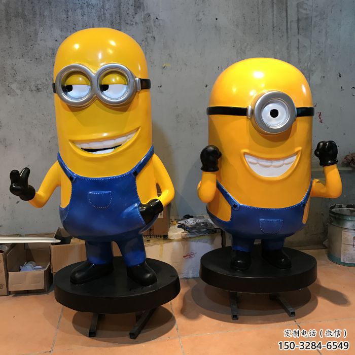 預用庭院小黃人雕塑 公園草地卡通雕塑 鍛造動漫雕塑