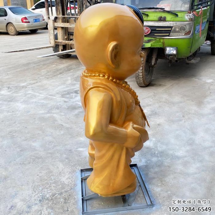 美陳小和尚雕塑制作 異形兒童雕塑 酒店肖像雕塑