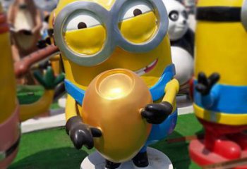 別墅區(qū)小黃人雕塑廠 大型別墅區(qū)動漫雕塑 彩繪卡通雕塑