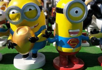 酒店小黃人雕塑效果圖 景觀美陳卡通雕塑 現(xiàn)代動漫雕塑