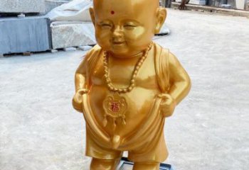 創(chuàng)意小和尚雕效果圖塑 鑄銅兒童雕塑 公園肖像雕塑