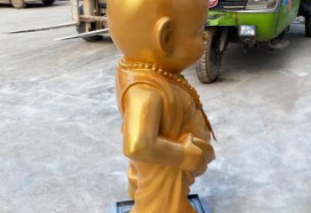 美陳小和尚雕塑制作 異形兒童雕塑 酒店肖像雕塑