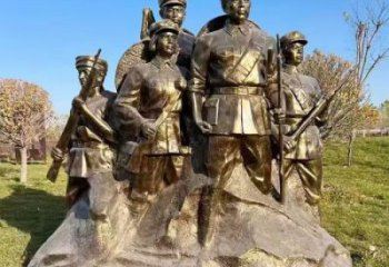 大門口紅軍雕塑規(guī)格 發(fā)光公園革命雕塑 仿真抗戰(zhàn)雕塑