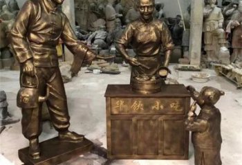 預(yù)用仿古貨郎雕塑 庭院彩繪雕塑 田間小品