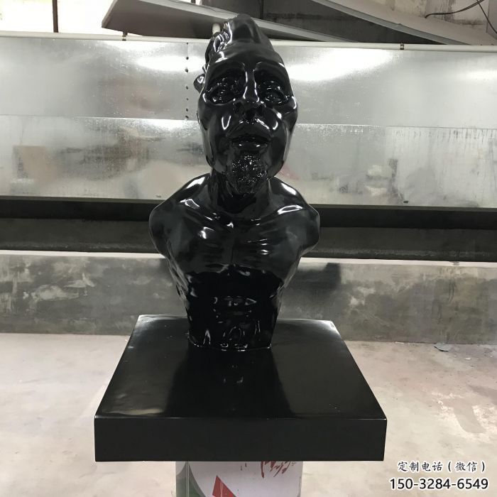 抽象胸像雕塑，仿銅工藝效果，玻璃鋼人物雕塑廠家