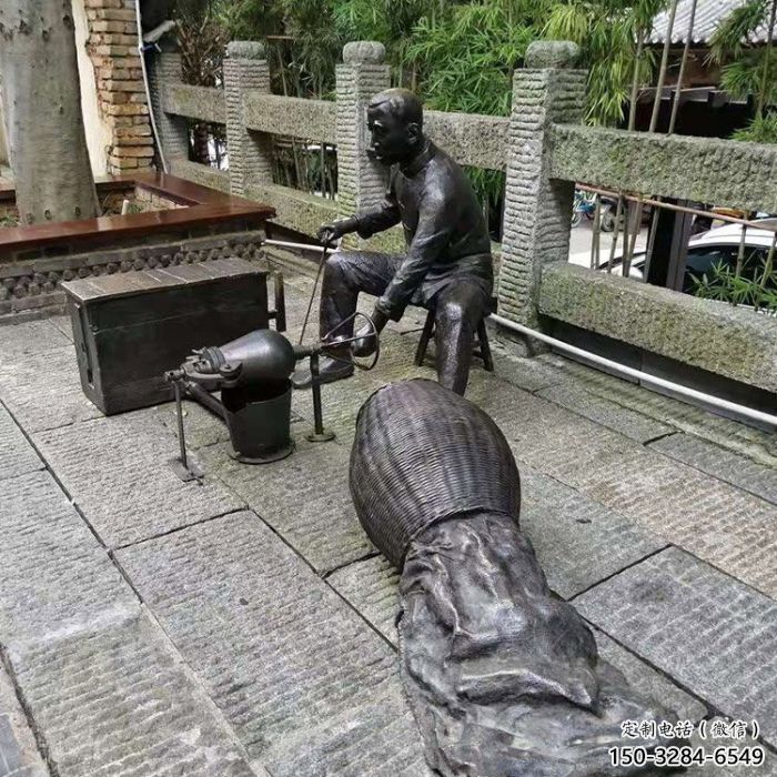 草地爆米花雕塑展示 黃銅民俗雕塑 大型小吃雕塑