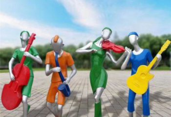 彩繪吹拉彈唱雕塑廠 電鍍現代樂隊雕塑 公園音樂人雕塑