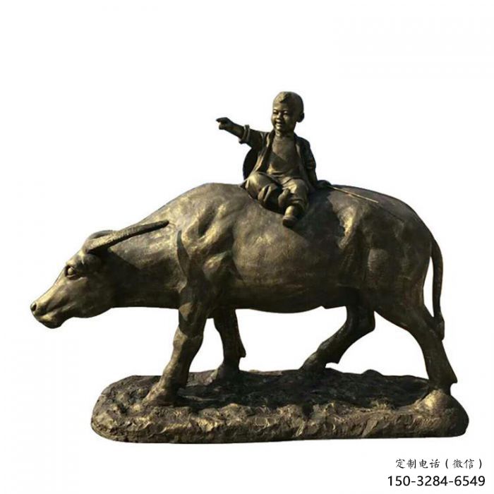 草地牧童雕塑 現代校園民俗雕塑 大型玻璃鋼人物雕塑