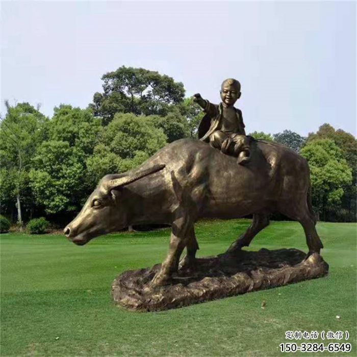 村口牧童雕塑 啞光民俗雕塑 公園玻璃鋼雕塑