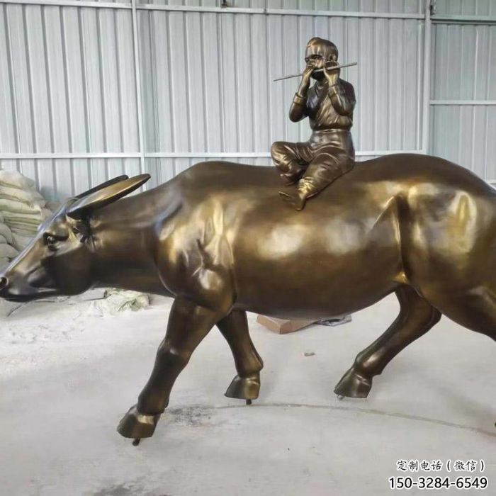 大門口牧童雕塑 發光公園民俗雕塑 仿真玻璃鋼雕塑