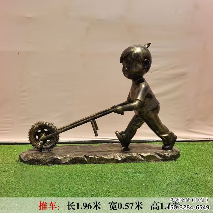 庭院獨(dú)輪車(chē)雕塑廠家 城市彩繪雕塑 民俗小品
