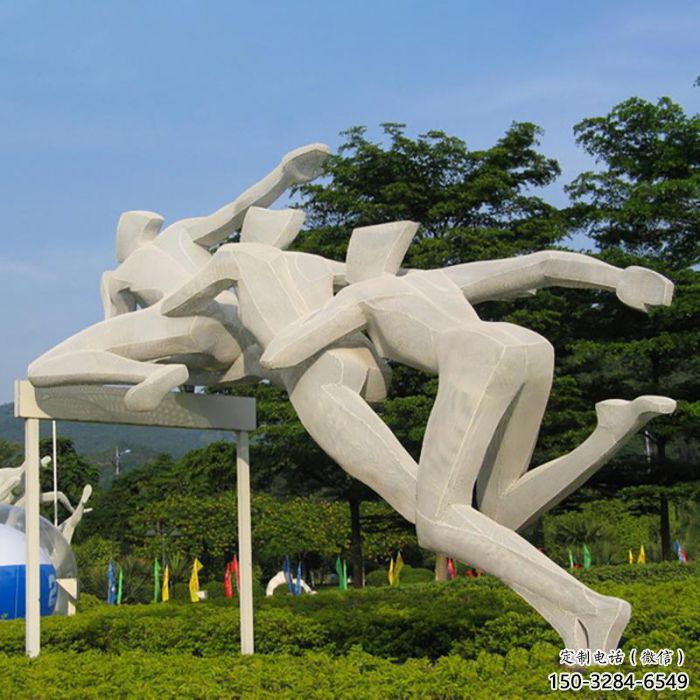 商業街跨欄雕塑廠家 烤漆體育雕塑 彩繪運動員雕塑