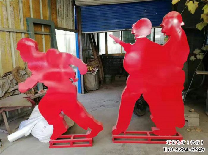 別墅區工人雕塑廠家 大型別墅區勞動雕塑 剪影民俗雕塑