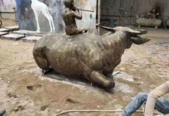 戶外牧童雕塑 噴漆民俗雕塑 仿真玻璃鋼雕塑