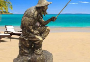 抽象姜太公雕塑 玻璃鋼釣魚雕塑 室內(nèi)民俗雕塑