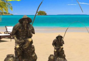 創(chuàng)意姜太公雕塑 玻璃鋼釣魚雕塑廠家 公園民俗雕塑