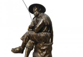 姜太公雕塑廠家 烤漆大型釣魚雕塑 玻璃鋼民俗雕塑